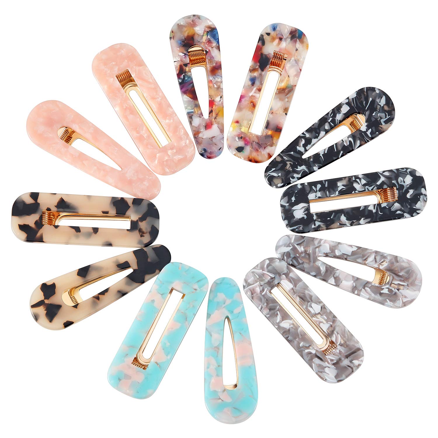 Photo 1 of 12 Pieces Acrylic Resin Hair Clips Geometric Alligator Hair Clips Colorful Acrylic Barrettes For Women Teen Girls Hair Accessories