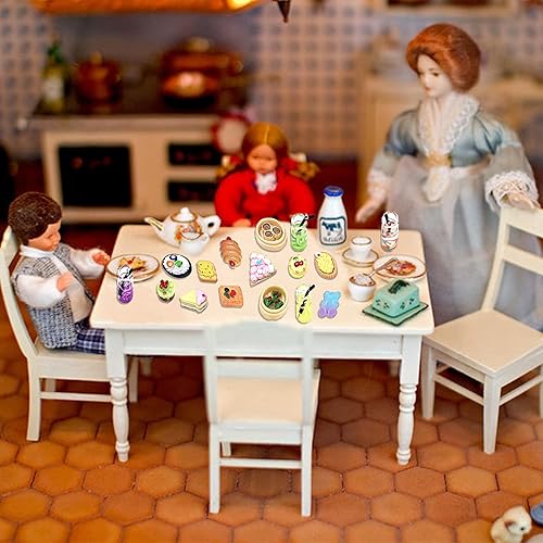 60 Pieces Miniature Food Drinks Toys Mixed Resin Foods for Doll