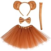 Jmkcoz Animal Monkey Costume Soft Monkey Ears Headband Bowtie Tail Tutu Fancy Costume for Halloween Cosplay Party
