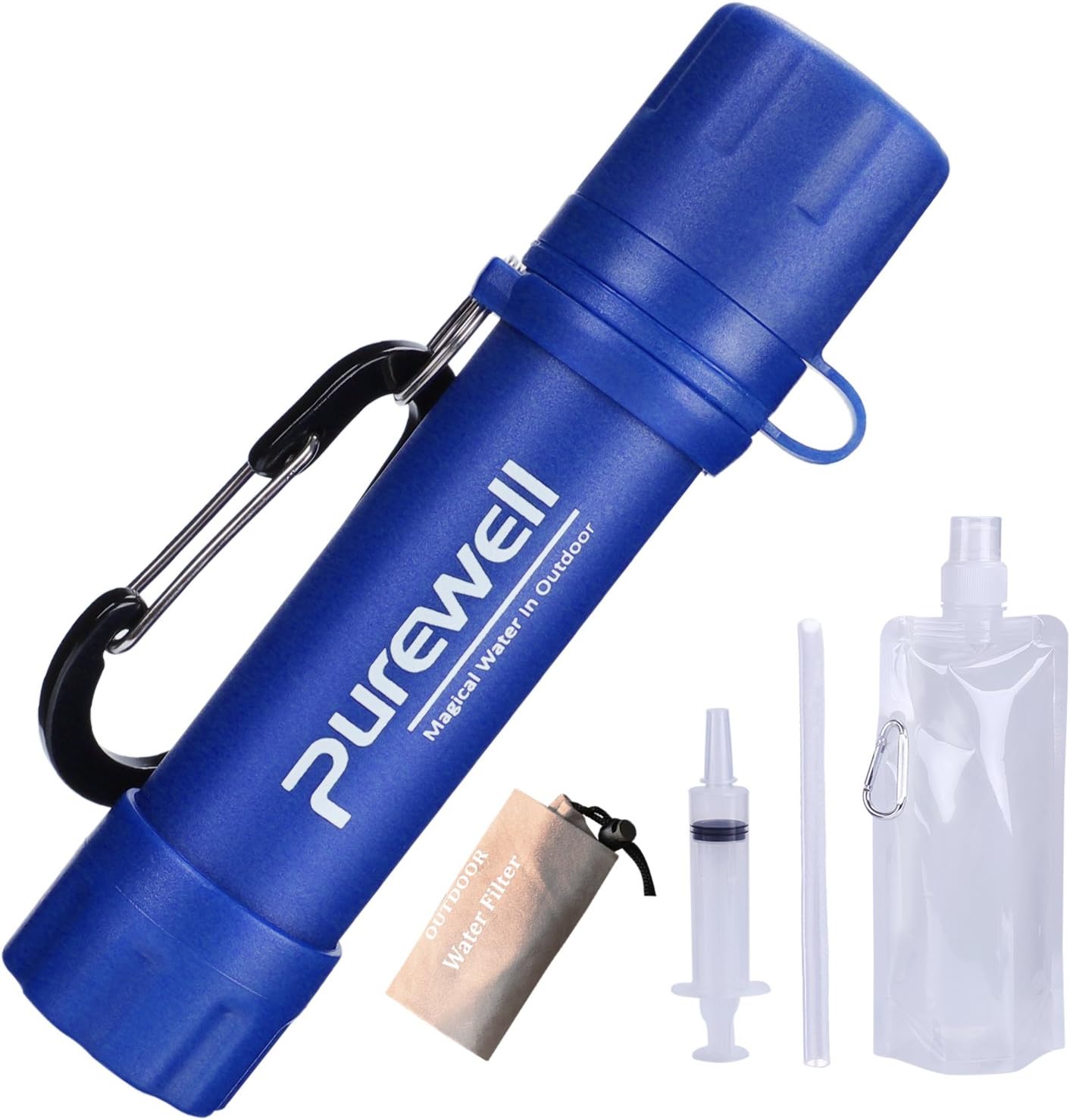 Protable Water Perk Straw Reusable 2-Stage 0.01 Micron Outdoor Survival Perk for Emergency Camping, Hiking Traveling