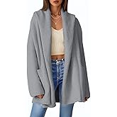 Saodimallsu Womens Open Front Knit Cardigans Oversized 2025 Fall Lapel Hooded Long Sweater Coats with Pockets