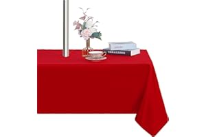 Fitable Table Cover Outdoor and Indoor Tablecloth - Washable Waterproof Wrinkle Free Table Cloth with Zipper and Umbrella Hole for Spring/Summer/Party/Picnic/BBQS/Patio Red 60x84 inch