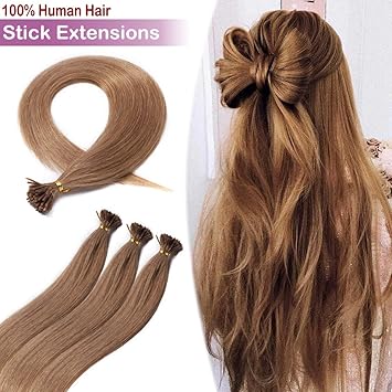 Elailite 20 Inch Golden Brown 20 100 Strands Remy I Tip Fusion