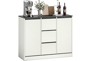 HOMCOM Sideboard Buffet Cabinet with Soft Close Doors, 39" Modern Kitchen Cabinet with 3 Drawers and 2 Adjustable Shelves, Co