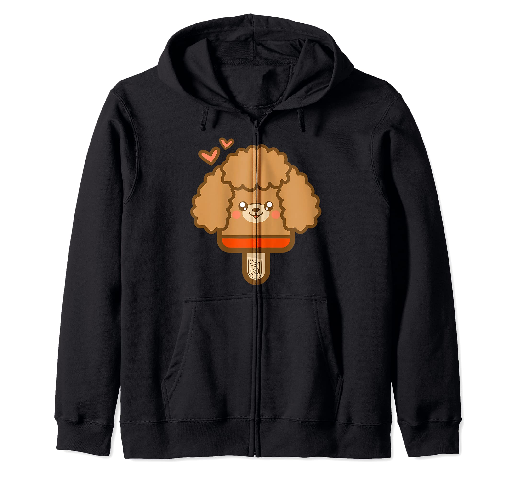 Cute Kawaii Brown Poodle Dog Popsicle Zip Hoodie