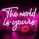 Lucunstar The World Is Yours Neon Signs Wedding Led Sign Pink Neon Light Up Party Bar Engagement USB Powered Led Sign for Wedding Decor Bedroom Signs for Wall Decor Light