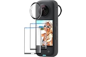 CYNOVA Insta 360 X3 Sticky Lens Guard Screen Tempered Film Set, Screen Protector for Insta360 X3 Accessories LCD Tempered Glass 9H Hardness