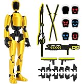 Gold Robot Dummy 13 Action Figure Set, 3D Printed T Titan 13 Poseable Toy | Full-Body Multi-Joint, Modular Limbs, Multi-Color Gradient, 6 Expressions, 6 Weapon Sets, for Stop Motion &amp; Desktop Decor