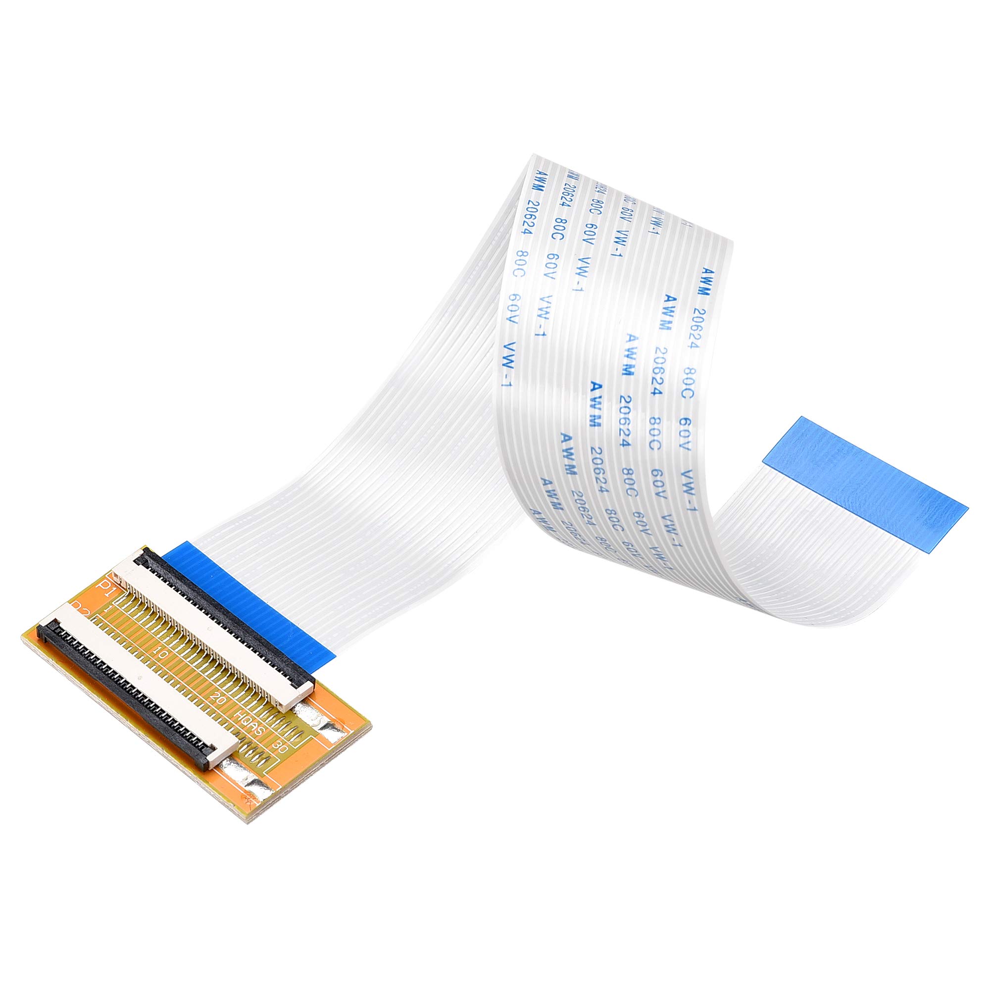 sourcing map Flexible Flat Cable (A Type) and Flip Up to Mount Extend Adapter Kit, 24 Pin 1.0mm Pitch 200mm FFC for LCD TV Car Audio DVD Player Laptop