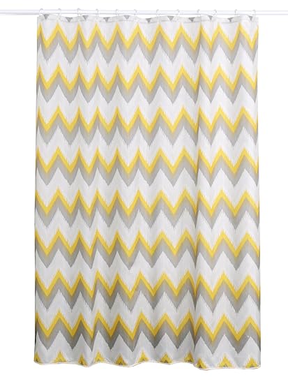 Obsessions Glam 100% Textile Polyester Shower Curtain (Yellow, White 180 X 200 cm)