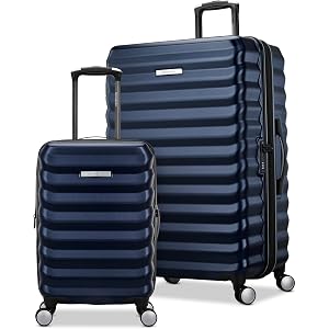 Samsonite Hard-Sided 20 & 28 Inch 2-Piece Lightweight Checked Large Expandable Element Suitcase Set: Durable, 360° Spinner Wh