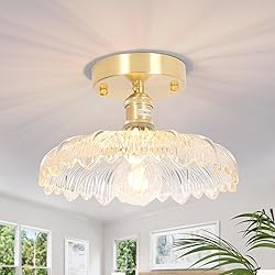 Shenmoyl Semi Flush Mount Ceiling Light, Gold