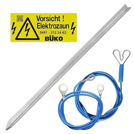 Koll Living 0114-000 Anschluss-Set für Weidezaungerät l hochwertiger Erdstab + Zaunanschlusskabel + Erdanschlusskabel