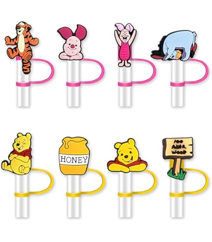 thumbnail image 2 of 8Pcs Cartoon Straw Covers For Stanley Tumblers - Silicone Straw Toppers For 10mm Drinking Straws 2 of 10