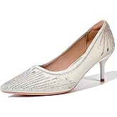 YSTIAN Women's Kitten High Heels 2 Inch Rhinestone Closed Toe Pointed Pumps Wedding Party Dress Stiletto Shoes