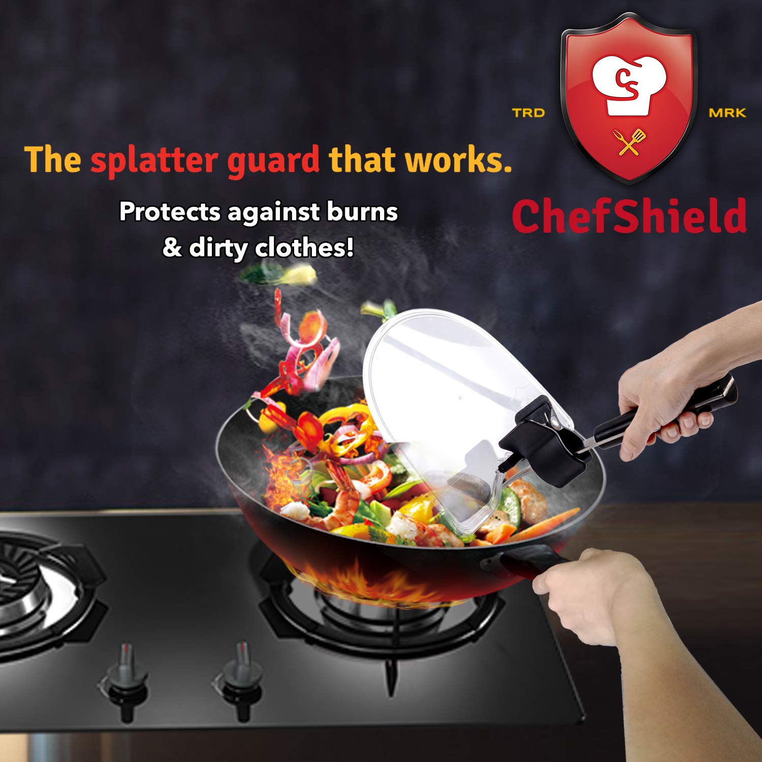 ChefShield Oil Splatter Screen For Frying Pan, Spatula & Other Cooking Utensils Avoid Cooking