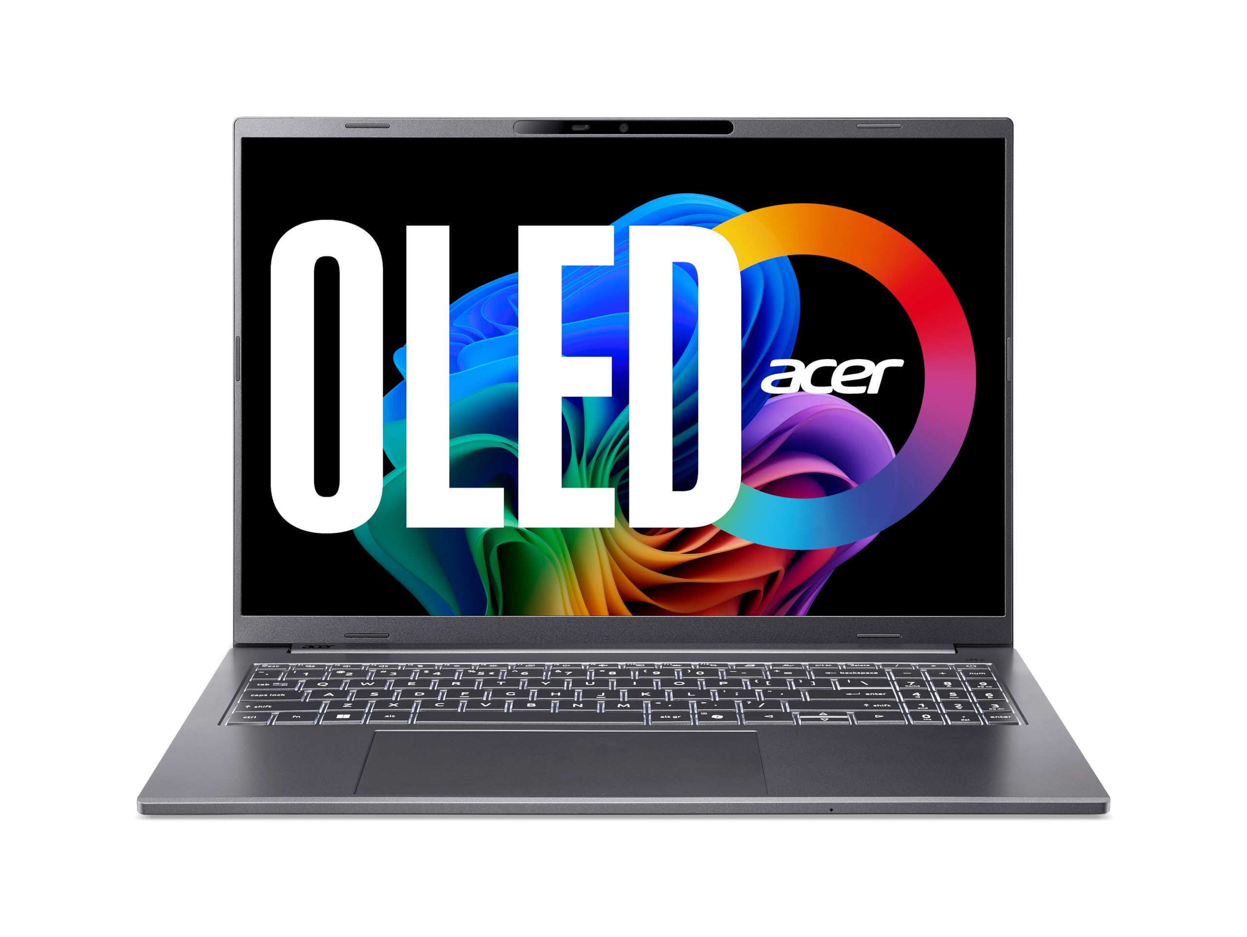 acer Aspire 16 AI OLED (A16-61M-R8RH) AI Laptop, Copilot+ PC, 16 Inch WUXGA+ OLED 120Hz Display, AMD Ryzen AI 5 340, 16 GB RAM, 512 GB SSD, AMD Radeon 840M, Windows 11, QWERTZ Keyboard, Grey