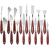 Honoson 16 Pieces Painting Knife Set Stainless Steel Palette Knife Set Draw Mixing Scraper Pallet Spatula with Wooden Handle 