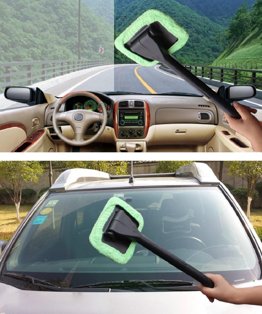 Hewnda Auto Glass Cleaner Wiper ，Cleaning Brush Household Glass Cleaner ，2 Washable Microfiber Cover 30ML Spray Bottles (1Set): Home & Kitchen