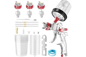 GATTLELIC HVLP Spray Gun Kit with 10pcs 600cc Mixing Cup and Lids, Air Spray Paint Gun with 1.4/1.7/2mm Nozzles, Automotive Paint Sprayer for Car, House Painting, Furniture, Body Repair