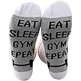 PXTIDY Gym Gift Fitness Gift Eat Sleep Gym Repeat Socks Funny Work Out Gym Gifts Crew Socks For Workout Lovers Fitness Lover