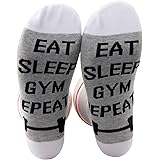 PXTIDY Gym Gift Fitness Gift Eat Sleep Gym Repeat Socks Funny Work Out Gym Gifts Crew Socks For Workout Lovers Fitness Lover