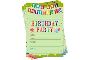BIZIBAFF 30 Pack Birthday Party Invitations for Kids Boys Girls - 5"x7" Birthday Party Invitations Cards Birthday Party Celeb