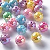 KitBeads 220Pcs 16mm Random Round Acrylic Beads AB Color Bubblegum Bead Opaque Gumball Loose Chunky Beads for Jewelry Making Bracelets Crafts