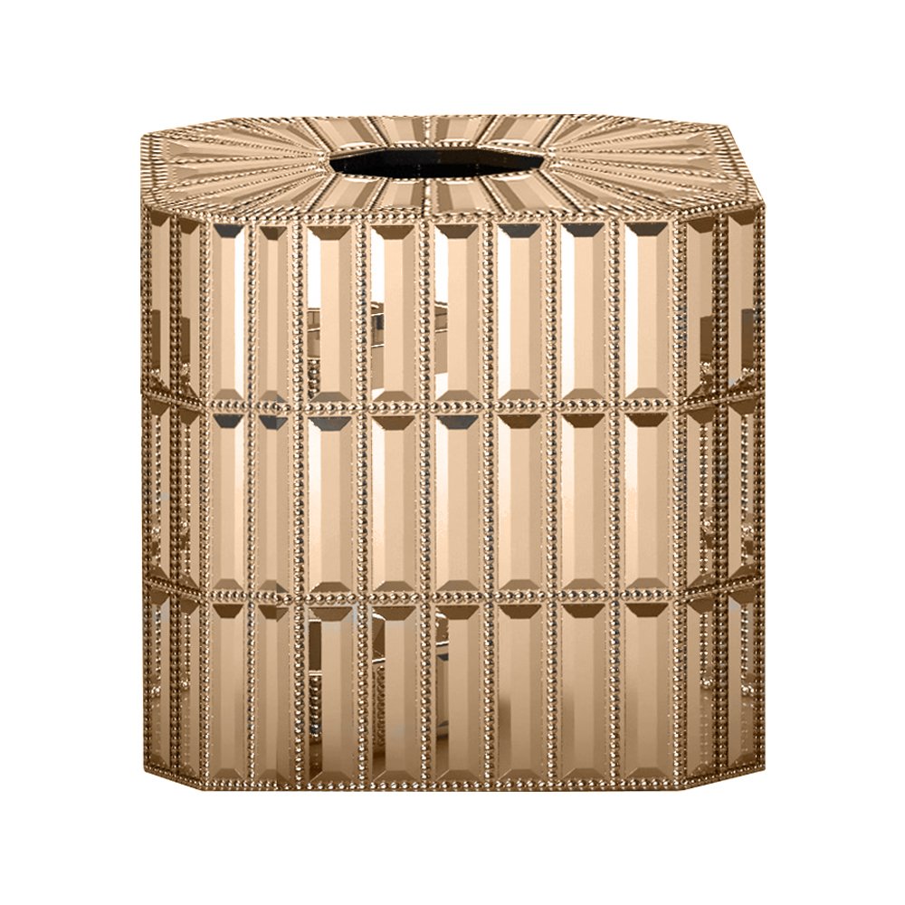 Photo 1 of Nu Steel Boutique Cover,Part of Our Glitz Accessory Set Resin Square Facial Tissue Box Holder for Bathroom Vanity Countertops,Bedroom Dressers-Gold Finish, 5.98" L x 5.98" W x 5.91" H