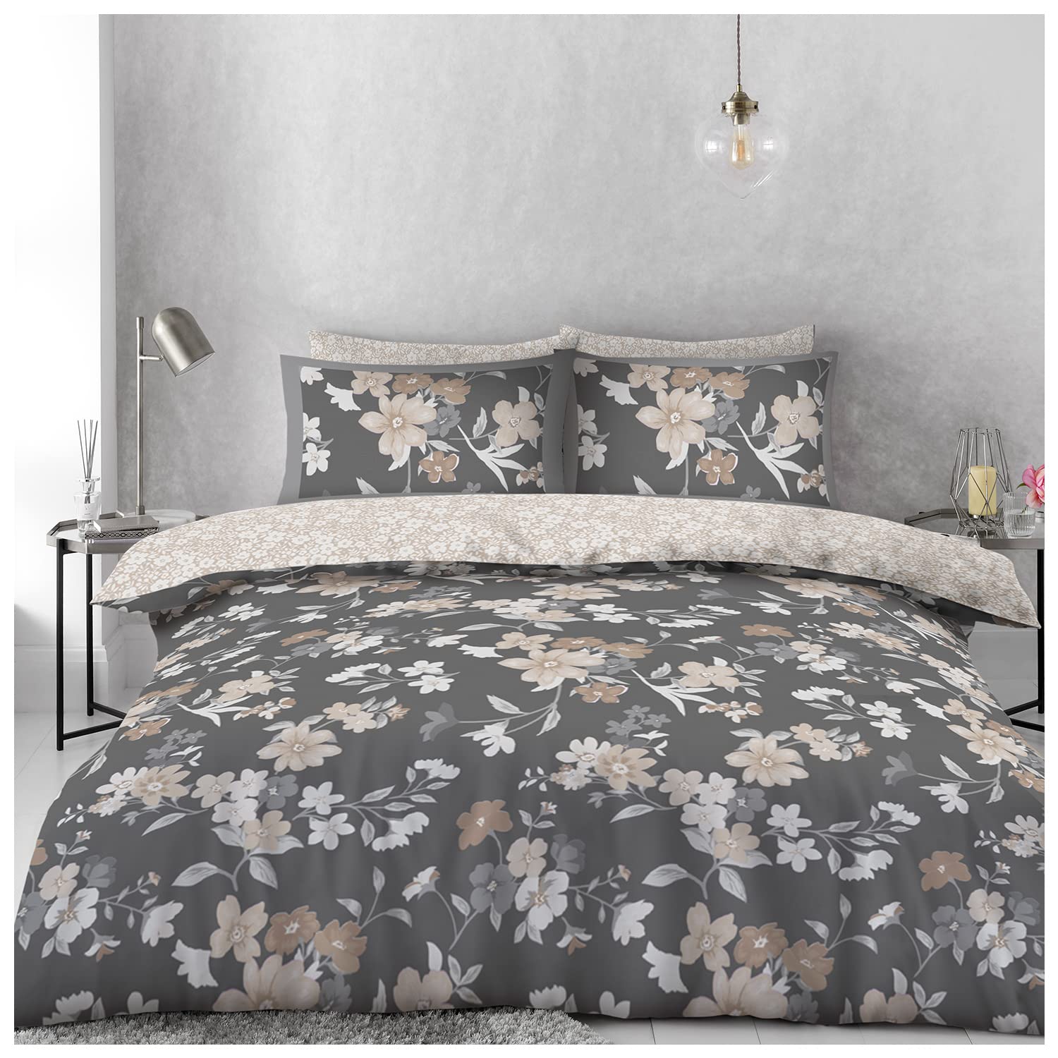 GC GAVENO CAVAILIA Floral Duvet Cover Set, Botanical Bedding Set Double, Washable Super Soft Quilt Cover With Pillow Cases, Natural — image 1
