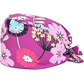 Kousenpu Adjustable Working Caps with Sweatband, Cute Printed Scrub Cap for Women/Men