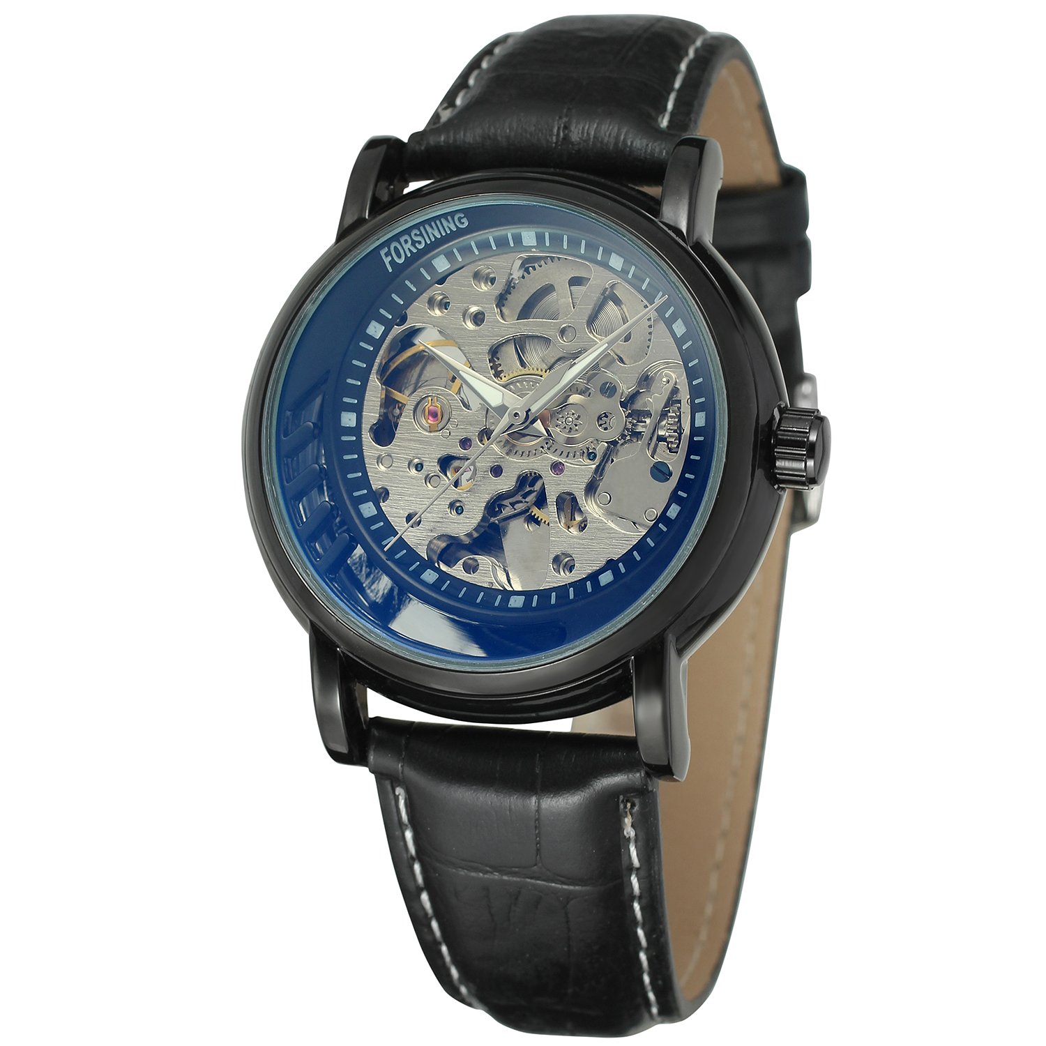 FORSINING Men's Professional Self-Wind Skeleton Dial Analogue Wristwatch with Leather Band FSG8121M3B1