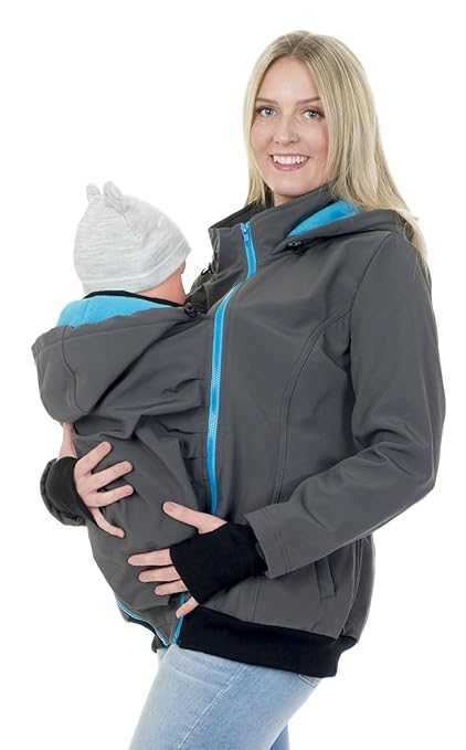 Divita 3in1 Tragejacke für Tragetuch Babytrage Umstandsjacke Softshell Allwetter Mama Baby D58