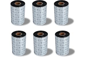 6 Rolls 4.33" x 984' Premium Enhanced Wax Thermal Transfer Ribbon, 110mm x 300m Black Industrial Barcode Label Printer Ribbon