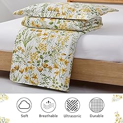 Summer Floral Quilt King Size Lightweight Yellow