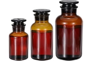 PATIKIL Reagent Media Bottle, 125/500/1000ml Glass Wide Mouth Reagent Media Storage Bottle with Glass Ground Stopper for Lab 