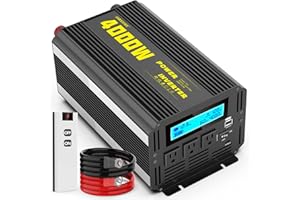 JARXIOKE 4000 Watt Modified Sine Wave Power Inverter, 12V DC to AC 110V/120V (Peak) 5000W Converter 3 Outlet Car Inverter with Remote Control and LED Display 3.4V USB Port