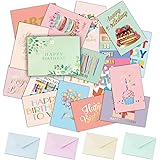 HAHIZIN 20 Unique Happy Birthday Cards. 20 Gold Foil Birthday Cards Bulk .Variety Set of 20 Assorted Birthday Cards with Enve