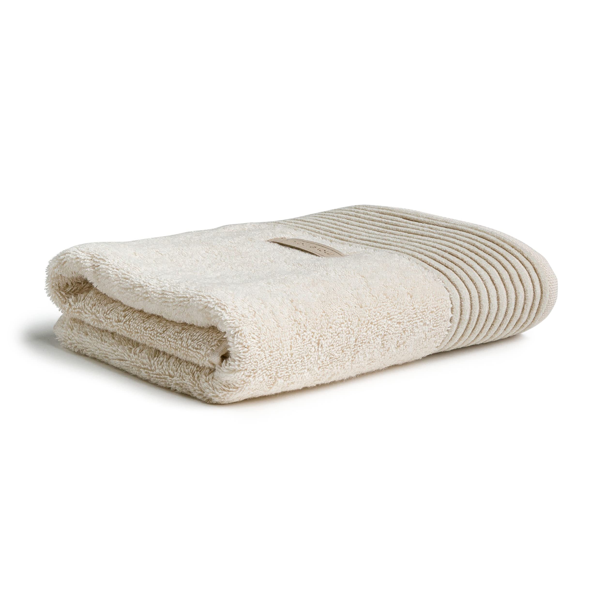 möve Wellness towel plain dye with chenille piping 50 x 100 cm made of 100 % cotton (Spinair), nature