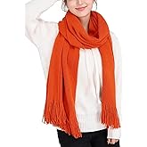 Wander Agio Women's Warm Long Scarves Winter Scarfs Pure Color Scarf Tassel