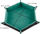 SIQUK Dice Trays Hexagon Folding PU Leather Velvet Holder 2-Pack Black Cyan view 2