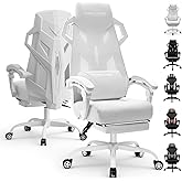 GTPLAYER Computer Chair with Adjustable Footrest, Ergonomic Gaming Chair with Headrest and Lumbar Support, Breathable Mesh Office Chair for Adults, High Back Reclining Desk Chair for Gaming and Office