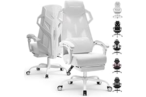 GTPLAYER Computer Chair with Adjustable Footrest, Ergonomic Gaming Chair with Headrest and Lumbar Support, Breathable Mesh Office Chair for Adults, High Back Reclining Desk Chair for Gaming and Office
