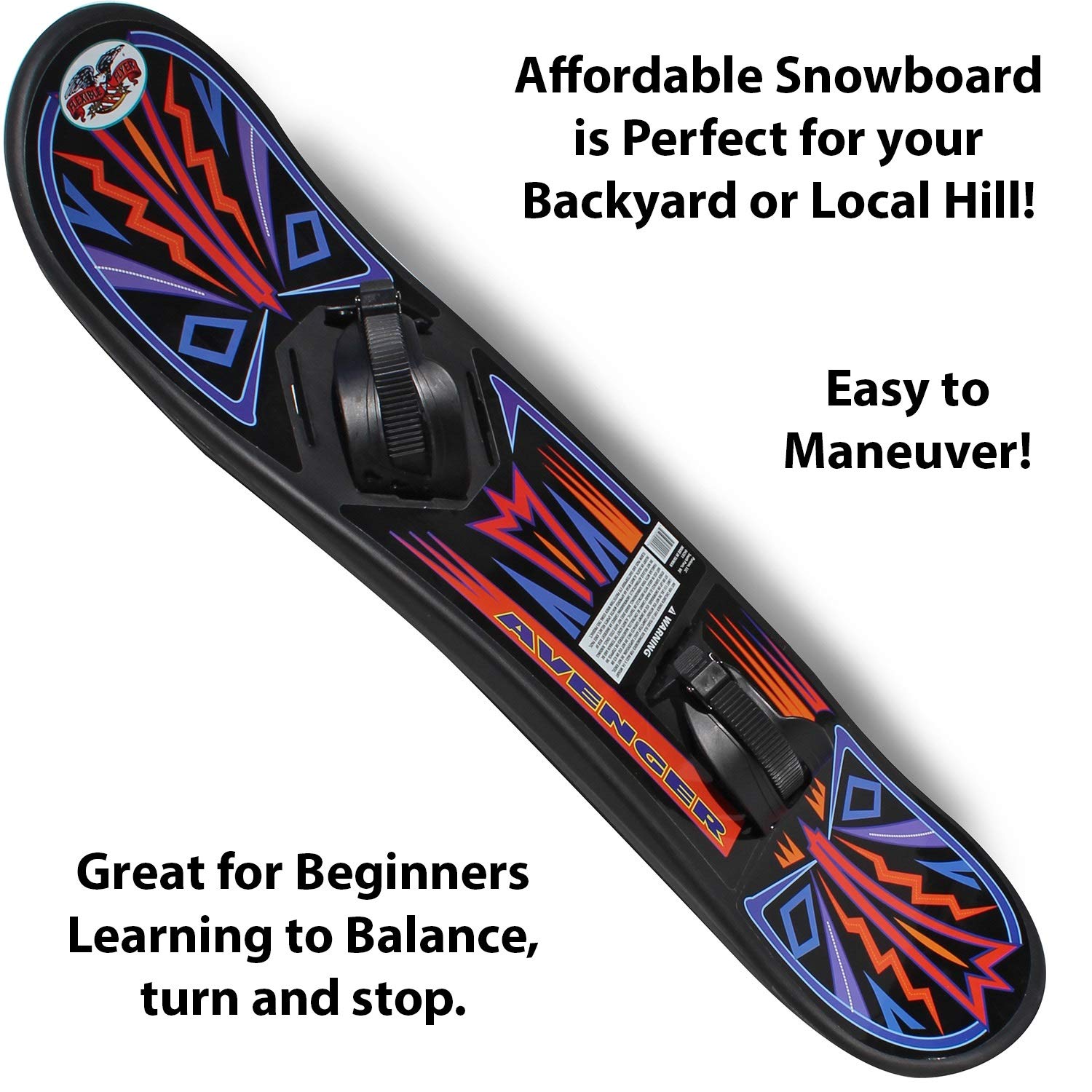 Flexible Flyer Avenger Kids Beginner Snowboard. Youth Plastic