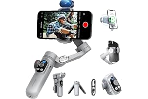 Gimbal Stabilizer for Smartphone AI Tracking(No App), 3-axis Gimbal with OLED Display/Built-in Light, Stabilizer for iPhone&Android, AOCHUAN X Pro Grey AI Version