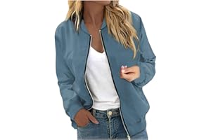 AAZJSS Women's Casual Floral Zip Up Bomber Jacket Spring Long Sleeve Coat Stand Collar Lightweight Short Outwear Tops