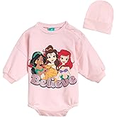 Disney Junior Baby Girls French Terry Bubble Romper Oversized Bodysuit & Hat Newborn to Infant Sizes (Newborn - 24 Months)