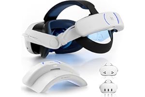 BINBOK VR T3 Plus Battery Head Strap for Meta Quest 3/Quest 3S, Rechargeable Battery Pack(2x8000mAh) with Charging Dock Accessories, Adjustable Elite Strap for Quest 3/Quest 3S