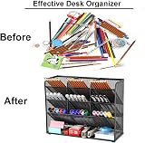 Marbrasse Mesh Desk Organiser Black 9 Compartments Pen Holder Rack view 6