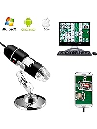 Jiusion 40 to 1000x Magnification Endoscope, 8 LED USB 2.0 Digital Microscope, Mini Camera with OTG Adapter and Metal Stand, Compatible with Mac Window 7 8 10 Android Linux